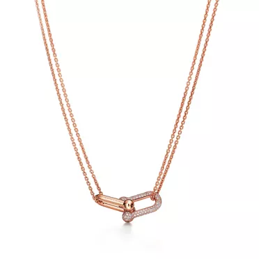 Tiffany HardWear:Large Double Link Pendant in Rose Gold with Pavé Diamonds, 2