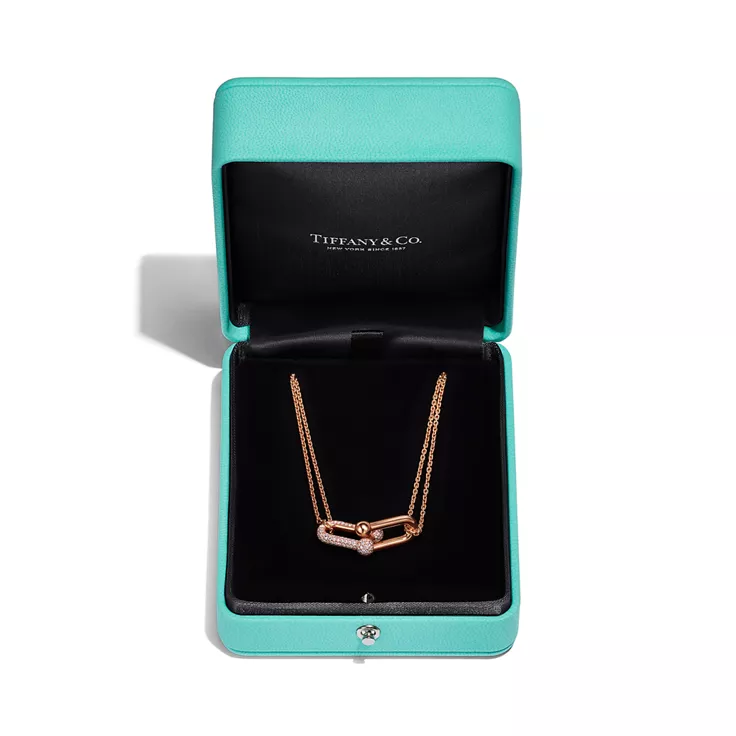 Tiffany HardWear:Large Double Link Pendant in Rose Gold with Pavé Diamonds, 4