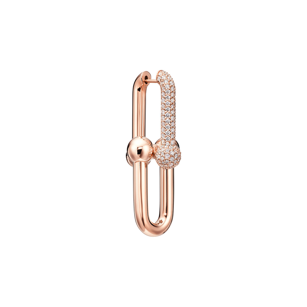 Tiffany HardWear:Large Link Earrings in Rose Gold with Pavé Diamonds image number 2