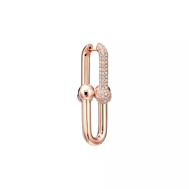 Tiffany HardWear:Boucles d’oreilles à maillons taille Large en or rose 18 carats et pavé de diamants, 2