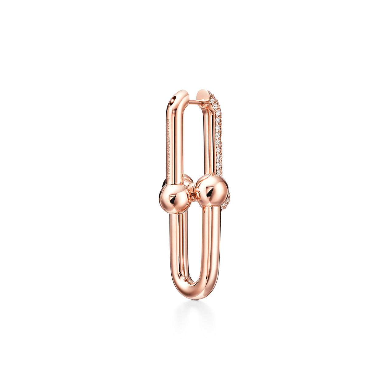 Tiffany HardWear:Large Link Earrings in Rose Gold with Pavé Diamonds image number 3