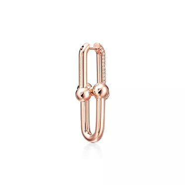 Tiffany HardWear:Boucles d’oreilles à maillons taille Large en or rose 18 carats et pavé de diamants, 3