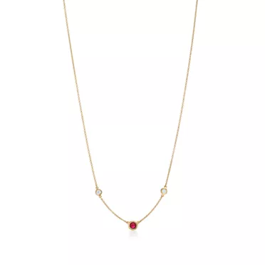 Elsa Peretti®:Color by the Yard Necklace in Gold with a Ruby and Diamonds, 2