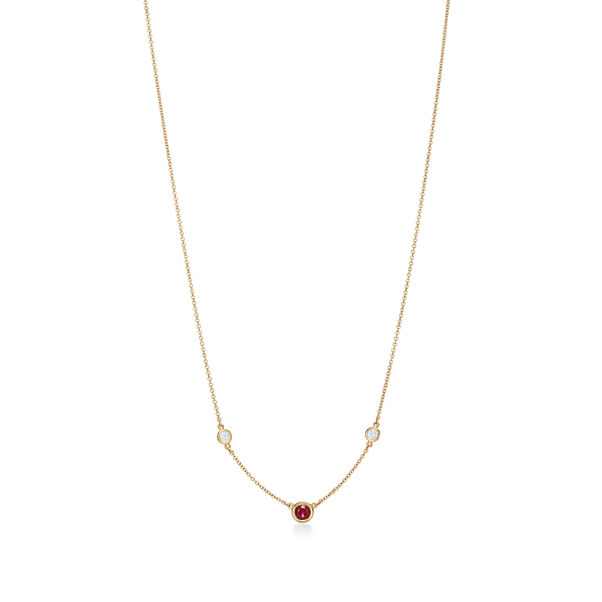 Elsa Peretti®:Color by the Yard Necklace in Gold with a Ruby and Diamonds