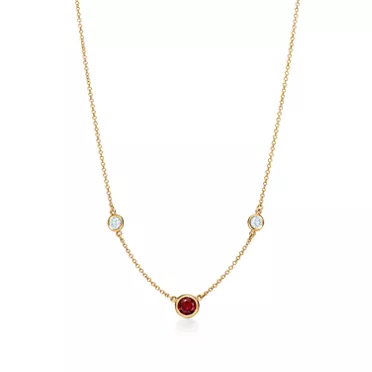 Elsa Peretti®:Color by the Yard Necklace in Gold with a Ruby and Diamonds, 3