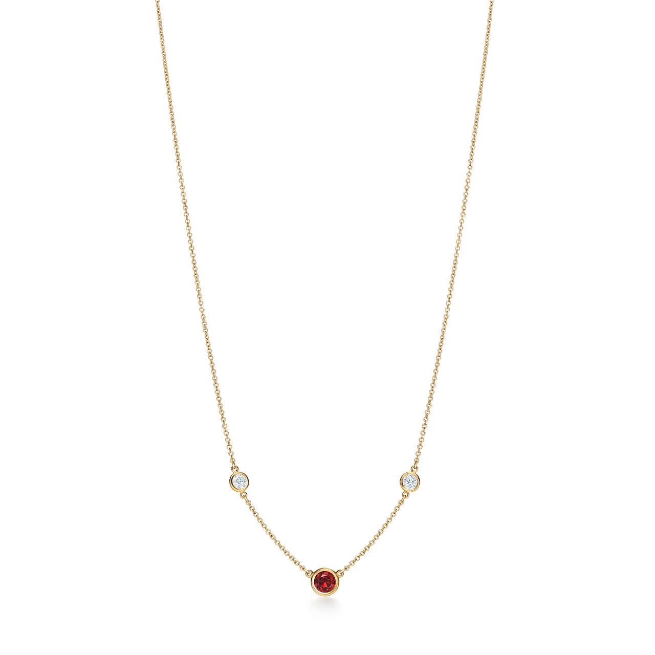 Color by the Yard Necklace in Gold with a Ruby and Diamonds