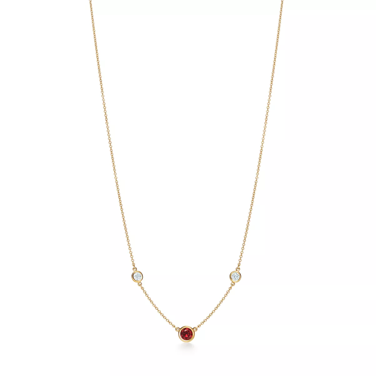 Color by the Yard Necklace in Gold with a Ruby and Diamonds