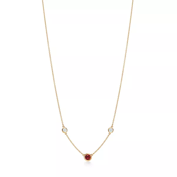 Color by the Yard Necklace in Gold with a Ruby and Diamonds