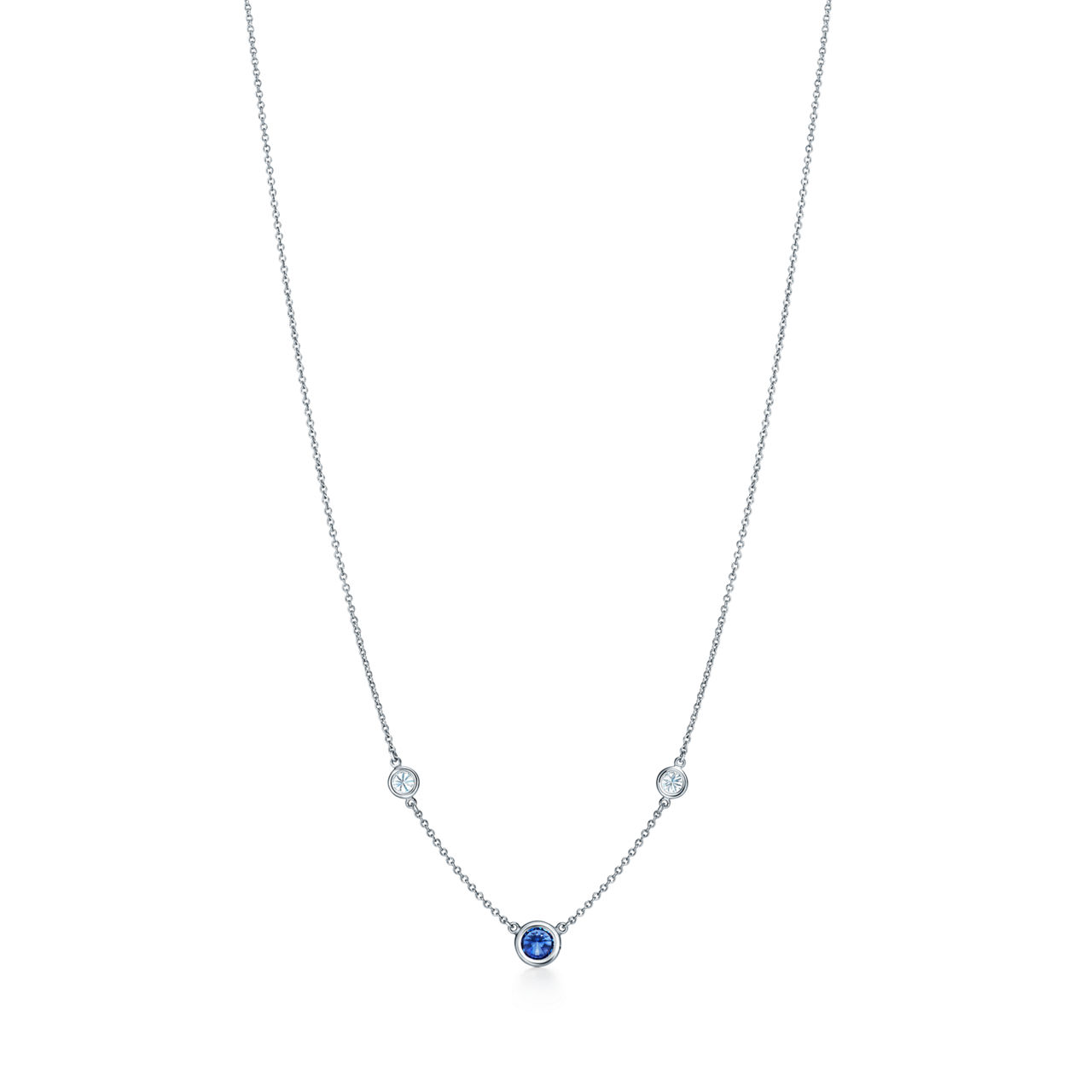 Elsa Peretti®:Color by the Yard Necklace in Platinum with a Sapphire and Diamonds image number 2