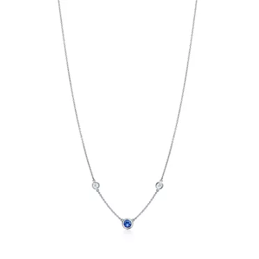 Elsa Peretti®:Color by the Yard Necklace in Platinum with a Sapphire and Diamonds, 2
