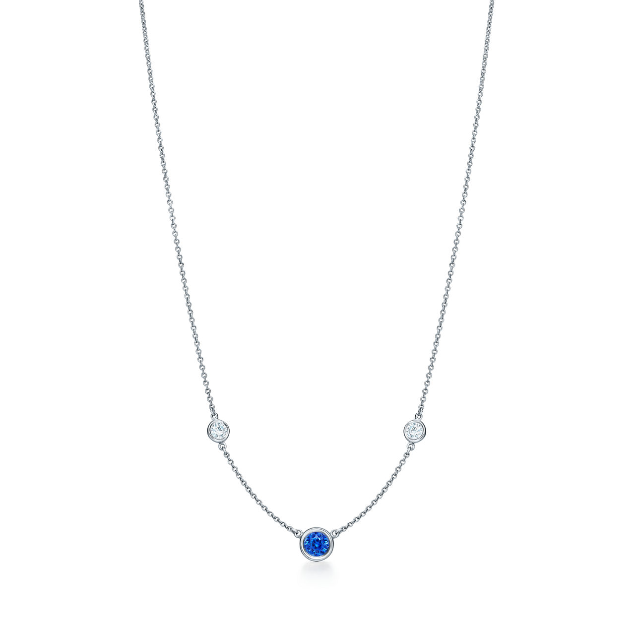 Elsa Peretti®:Color by the Yard Necklace in Platinum with a Sapphire and Diamonds image number 3