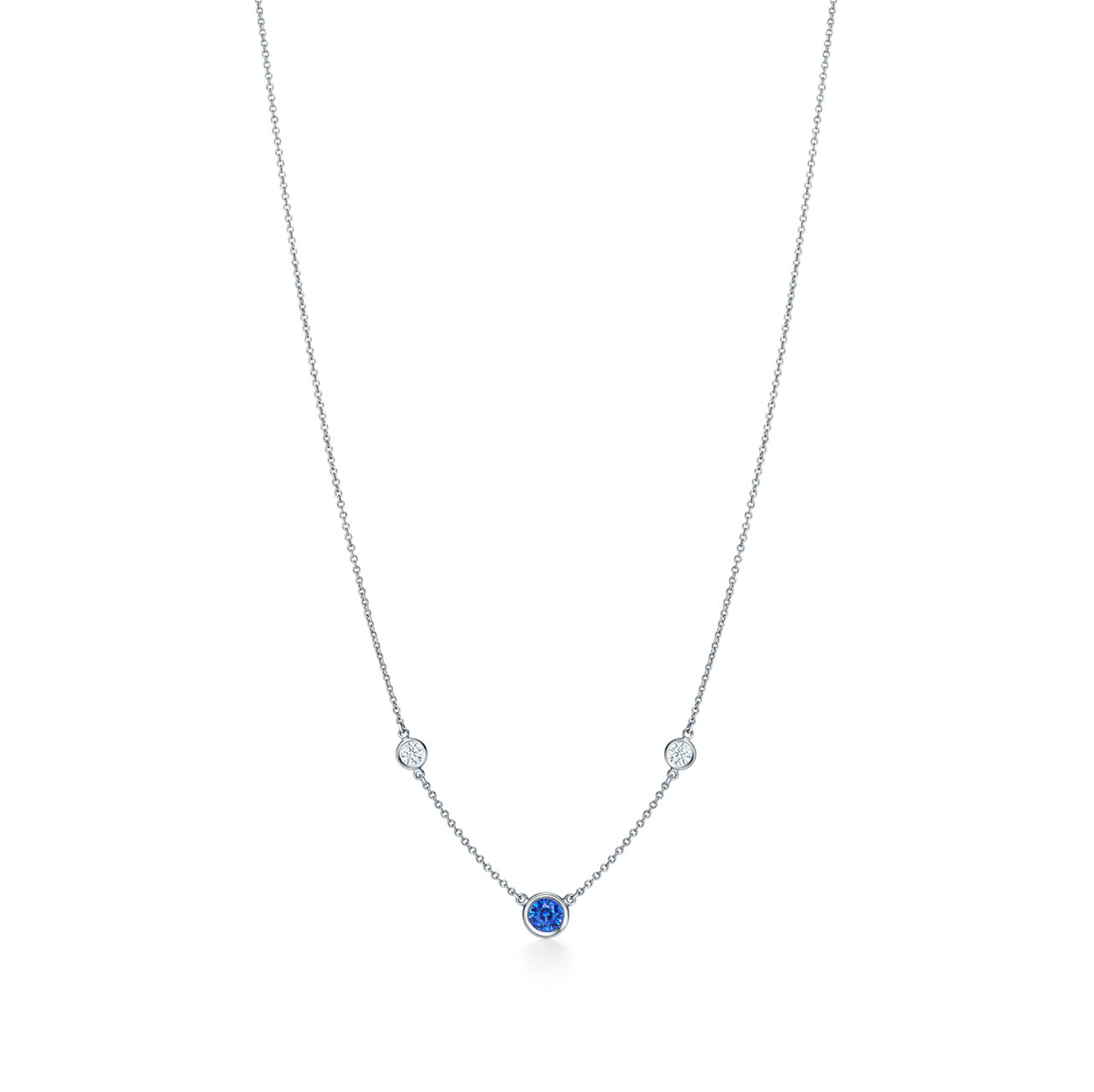 Elsa Peretti®:Color by the Yard Necklace in Platinum with a Sapphire and Diamonds image number 0