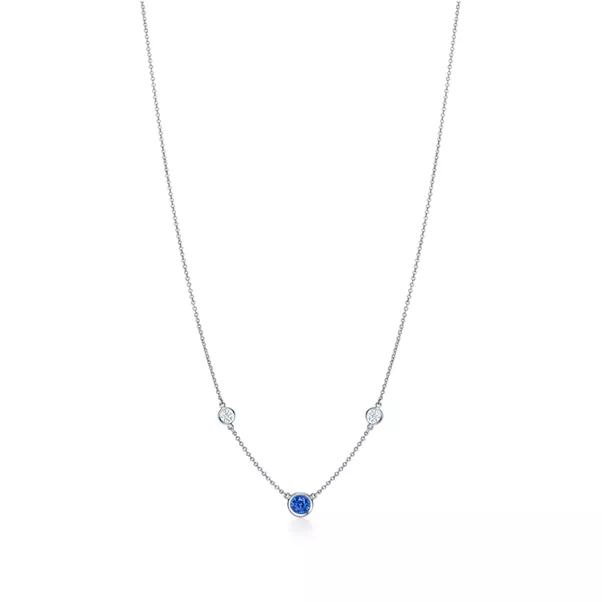 Color by the Yard Necklace in Platinum with a Sapphire and Diamonds