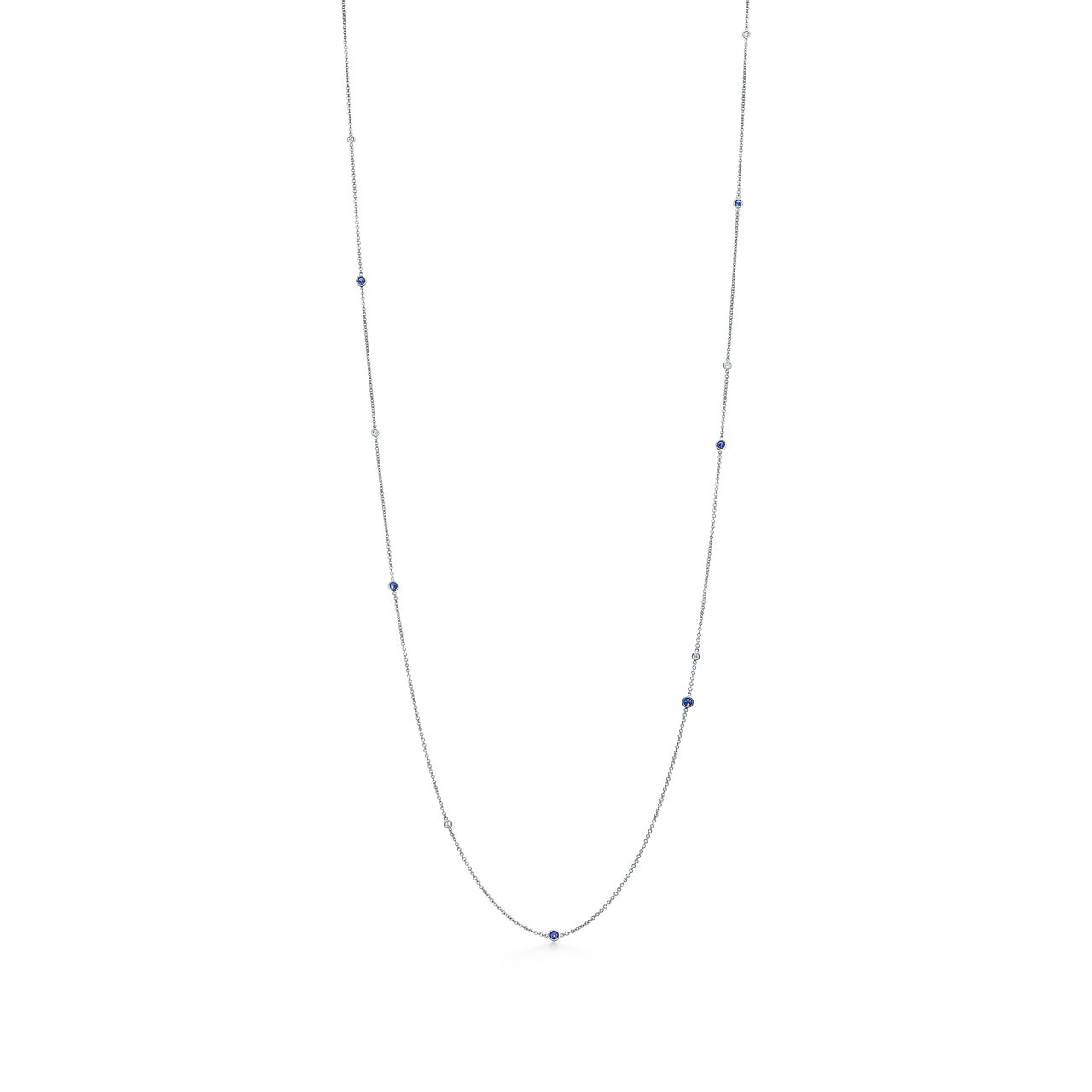 Elsa Peretti®:Color by the Yard Sprinkle Necklace in Platinum with Sapphires and Diamonds image number 3