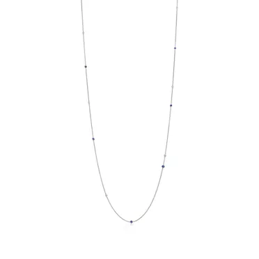 Elsa Peretti®:Color by the Yard Sprinkle Necklace in Platinum with Sapphires and Diamonds, 3