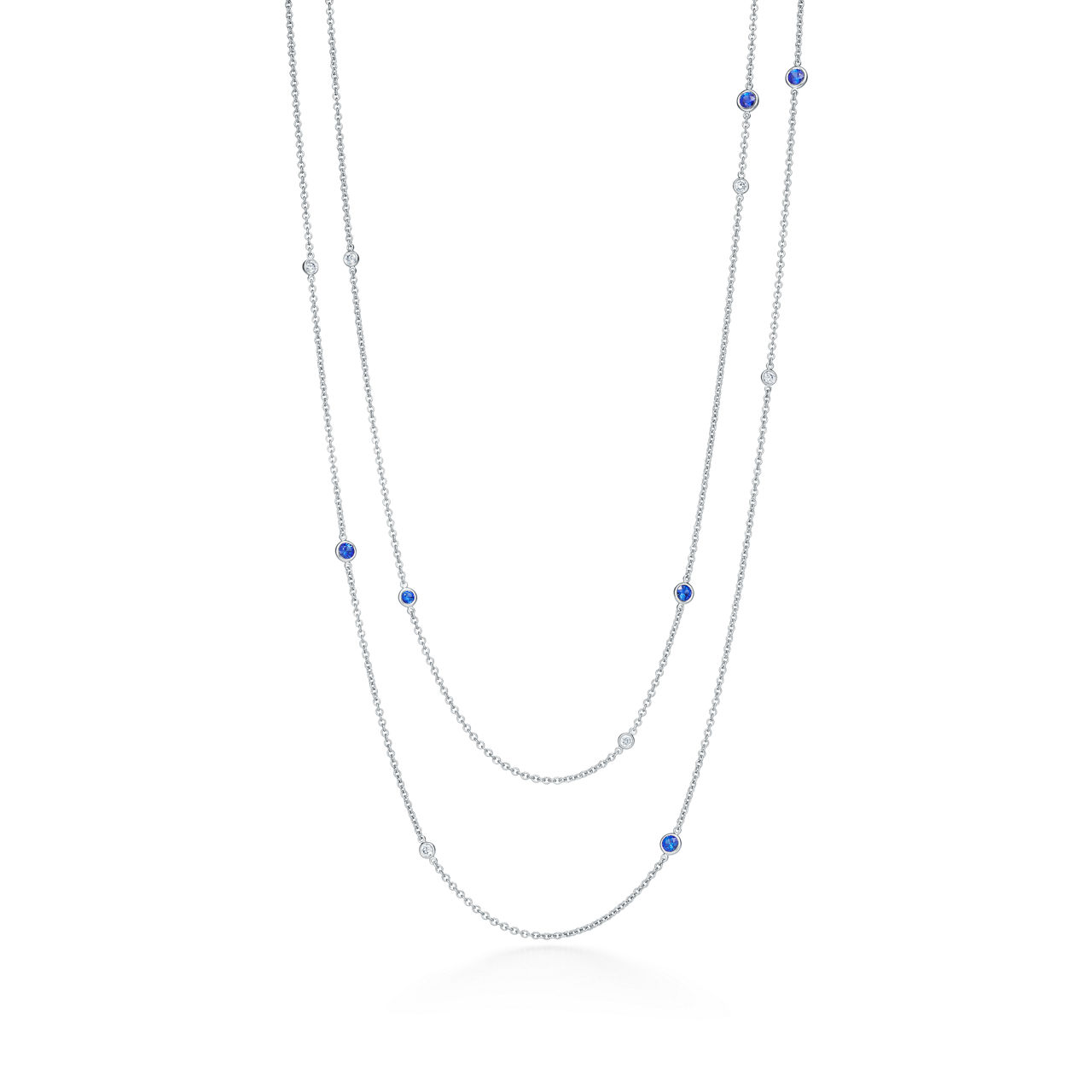 Elsa Peretti®:Color by the Yard Sprinkle Necklace in Platinum with Sapphires and Diamonds image number 0