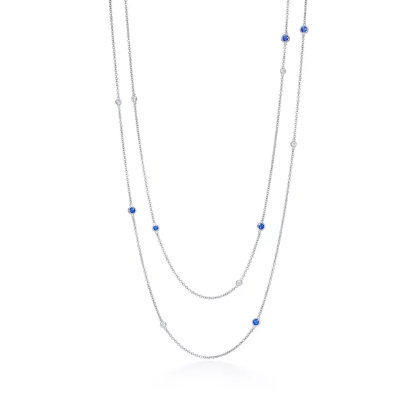 Color by the Yard Sprinkle Halskette in Platin mit Saphiren und Diamanten