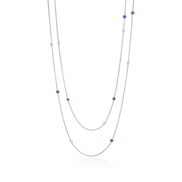 Elsa Peretti®:Color by the Yard Sprinkle Necklace in Platinum with Sapphires and Diamonds