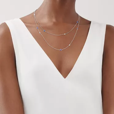 Elsa Peretti®:Color by the Yard Sprinkle Necklace in Platinum with Sapphires and Diamonds, 2
