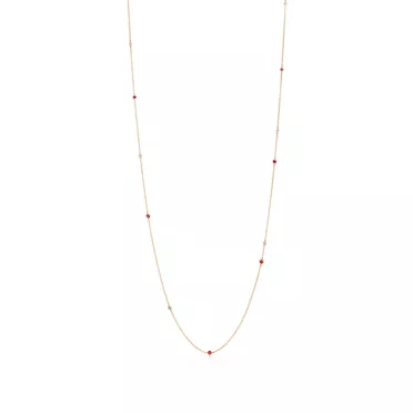 Elsa Peretti®:Color by the Yard Sprinkle Necklace in Gold with Rubies and Diamonds, 3