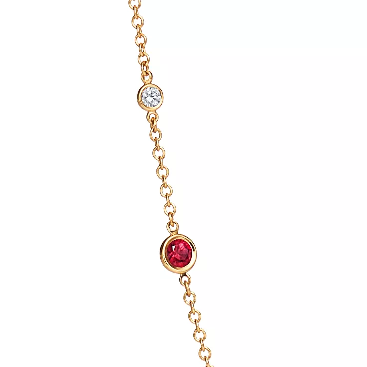 Elsa Peretti®:Color by the Yard Sprinkle Necklace in Gold with Rubies and Diamonds, 4