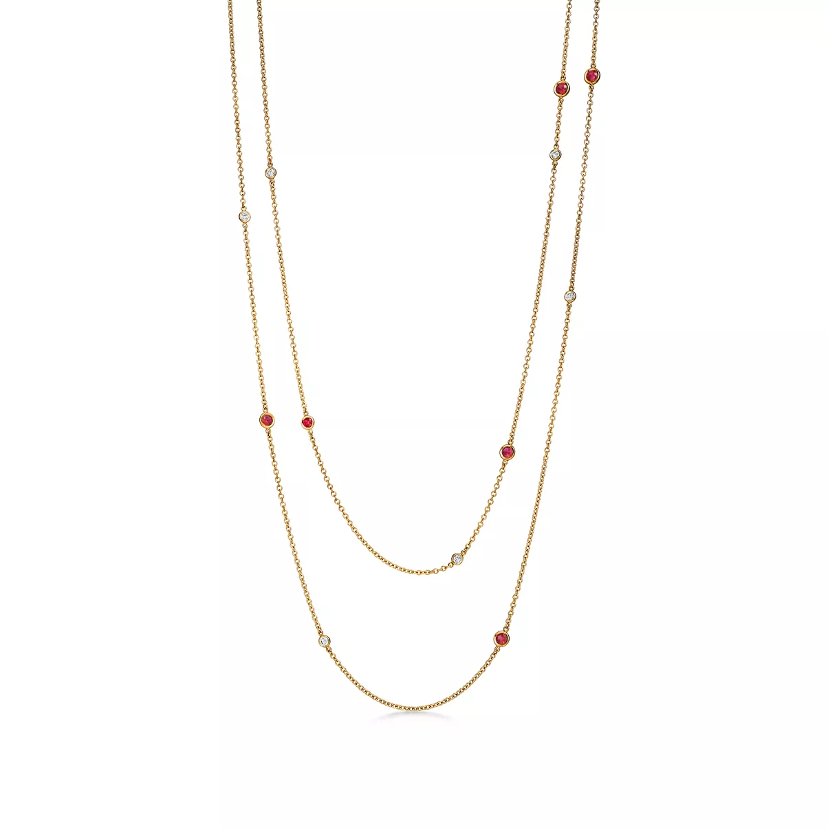 Color by the Yard Sprinkle Halskette in Gold mit Rubinen und Diamanten