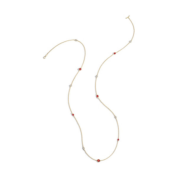 Elsa Peretti®:Color by the Yard Sprinkle Necklace in Gold with Rubies and Diamonds