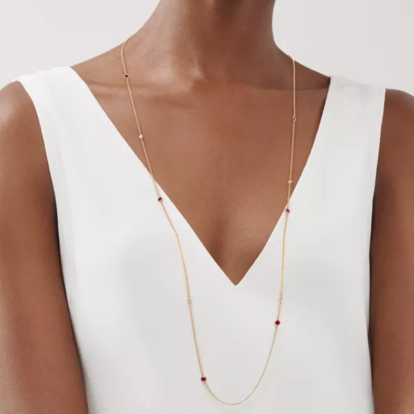 Collana Sprinkle Color by the Yard in oro con rubini e diamanti