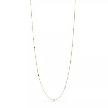 Elsa Peretti®:Color by the Yard Sprinkle Necklace in Gold with Emeralds and Diamonds, 3