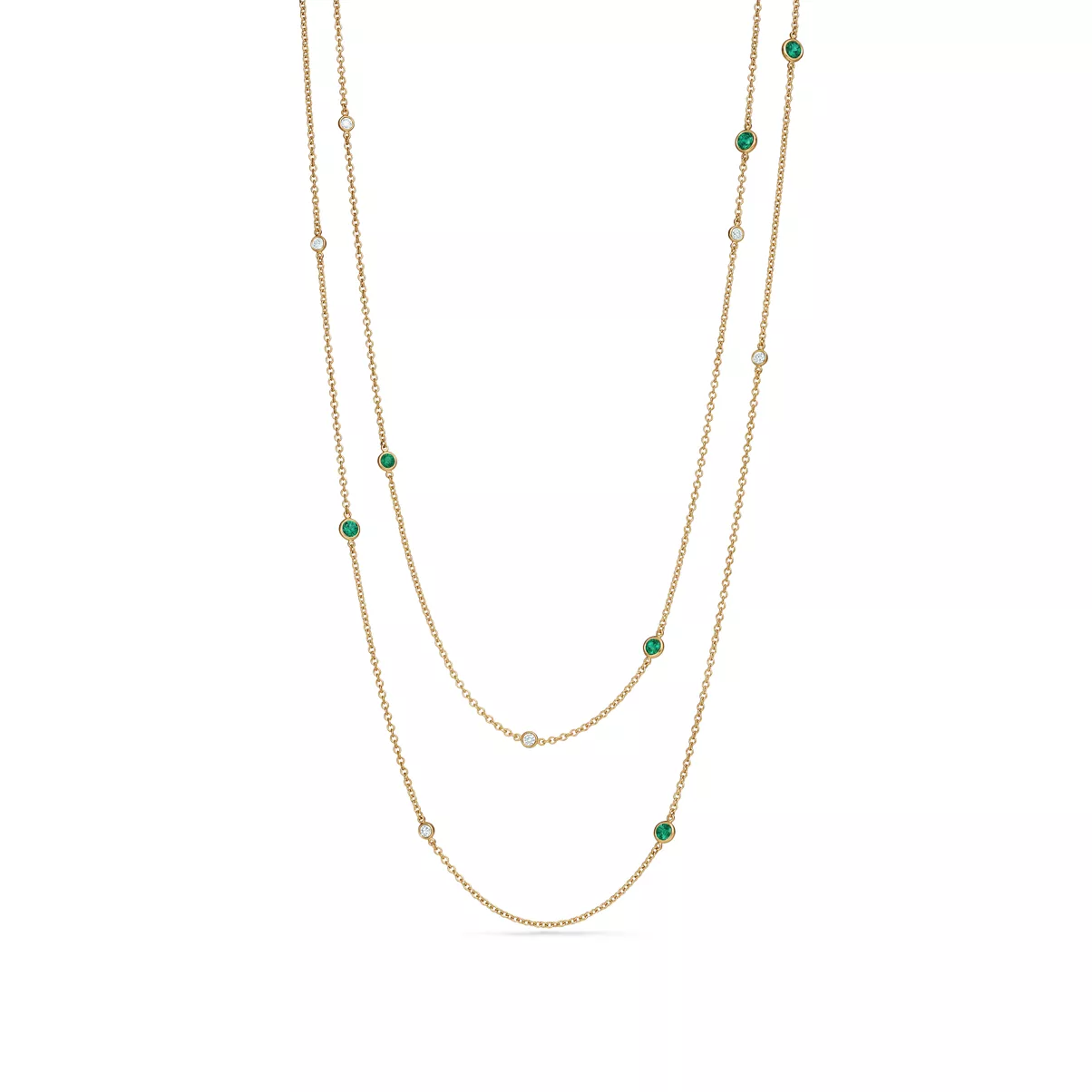 Color by the Yard Sprinkle Necklace in Gold with Emeralds and Diamonds