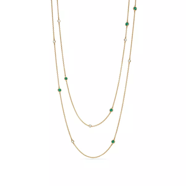 Sautoir clairsemé Color by the Yard en or 18 carats, émeraudes et diamants