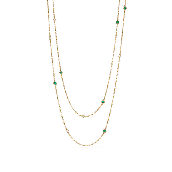 Elsa Peretti®:Color by the Yard Sprinkle Necklace in Gold with Emeralds and Diamonds