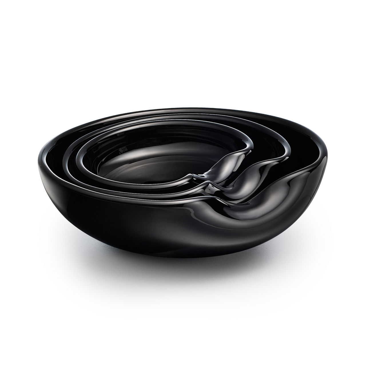 Thumbprint Schalen in schwarzem, venezianischem Glas, Dreierset