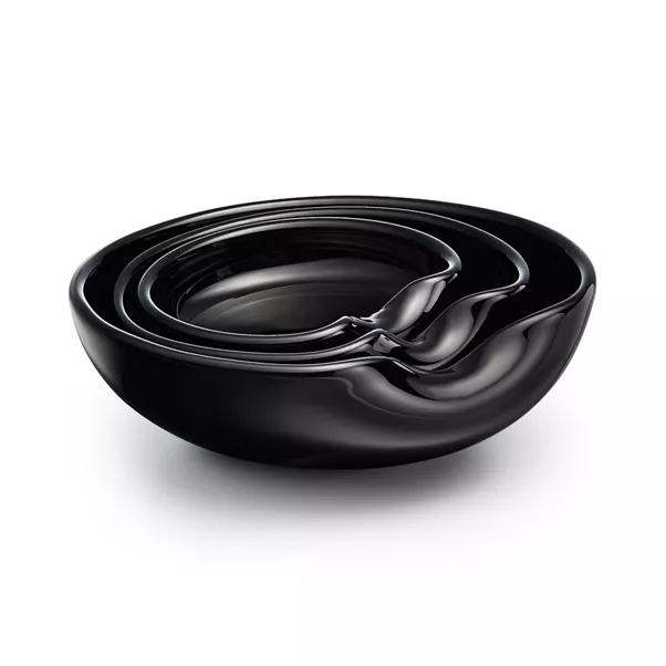 Thumbprint Dishes in Black Venetian Glass, Set of Three