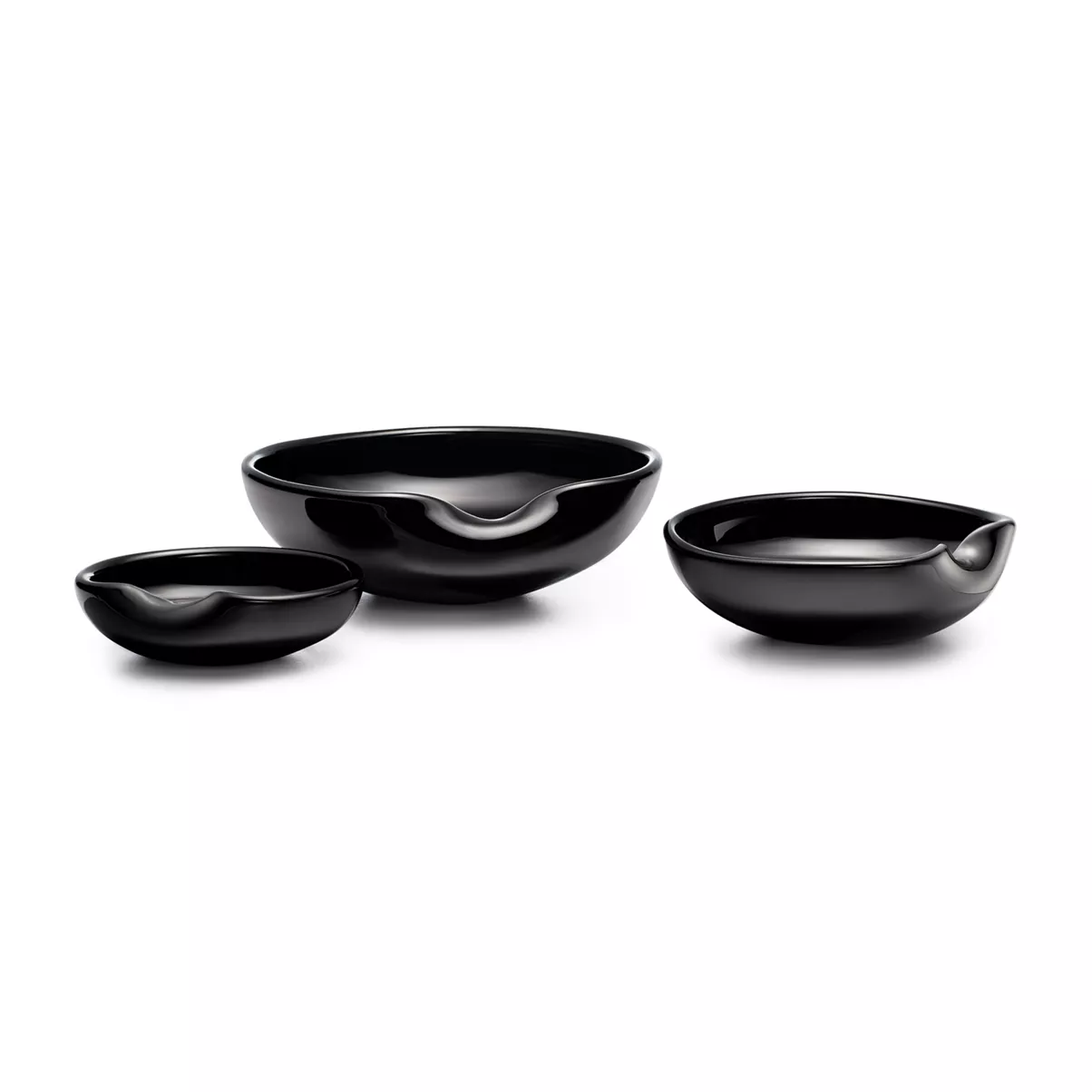 Thumbprint Dishes in Black Venetian Glass, Set of Three