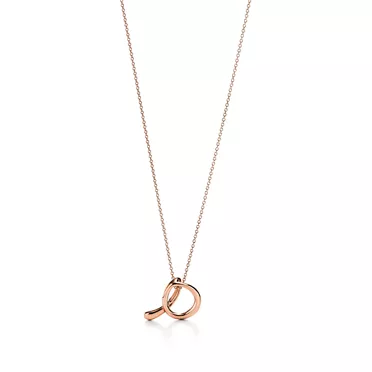 Elsa Peretti®:Small Alphabet Pendant in Rose Gold with Diamonds, 2