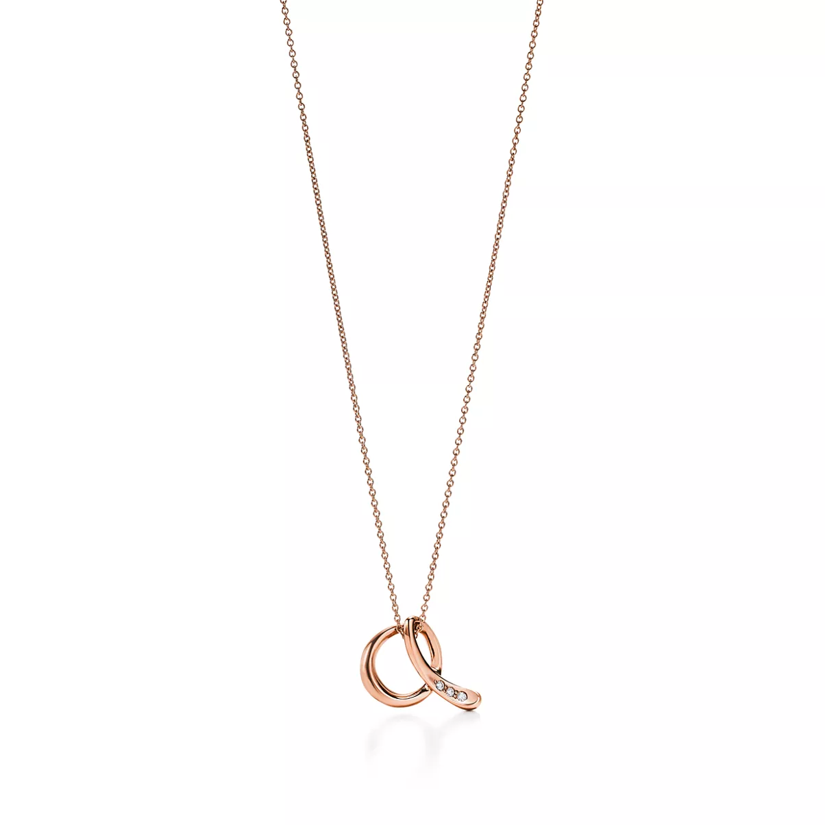 Small Alphabet Pendant in Rose Gold with Diamonds