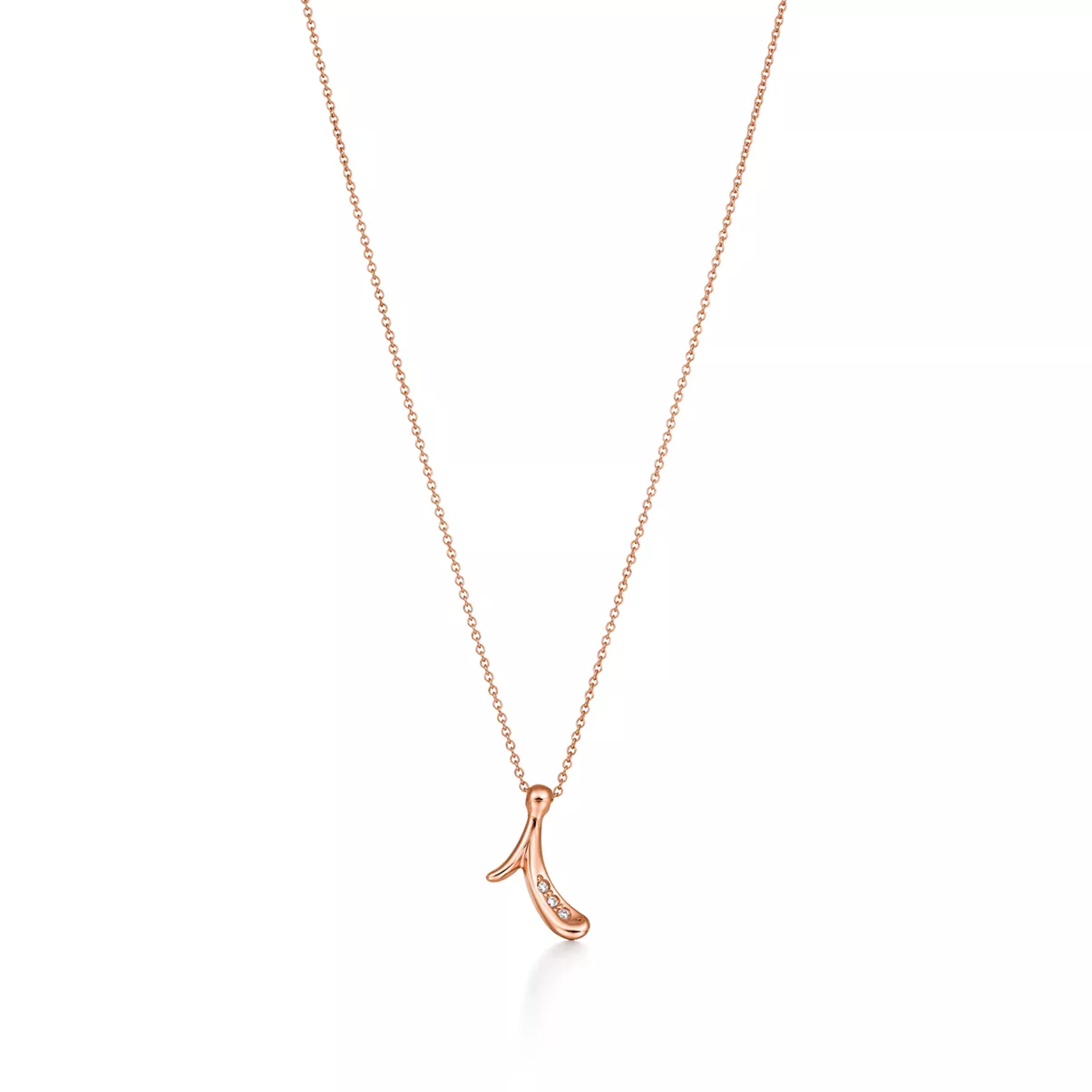 Small Alphabet Pendant in Rose Gold with Diamonds