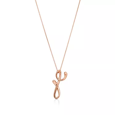 Elsa Peretti&reg;:Small Alphabet Pendant in Rose Gold with Diamonds, 2