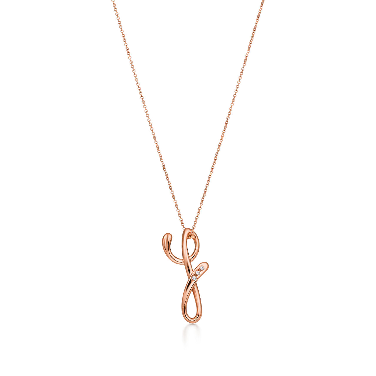[Tiffany] ティファニー LETTERS Rose Gold ダイヤペンダント Tiffany] ティファニー LETTERS Rose Gold ダイヤペンダント