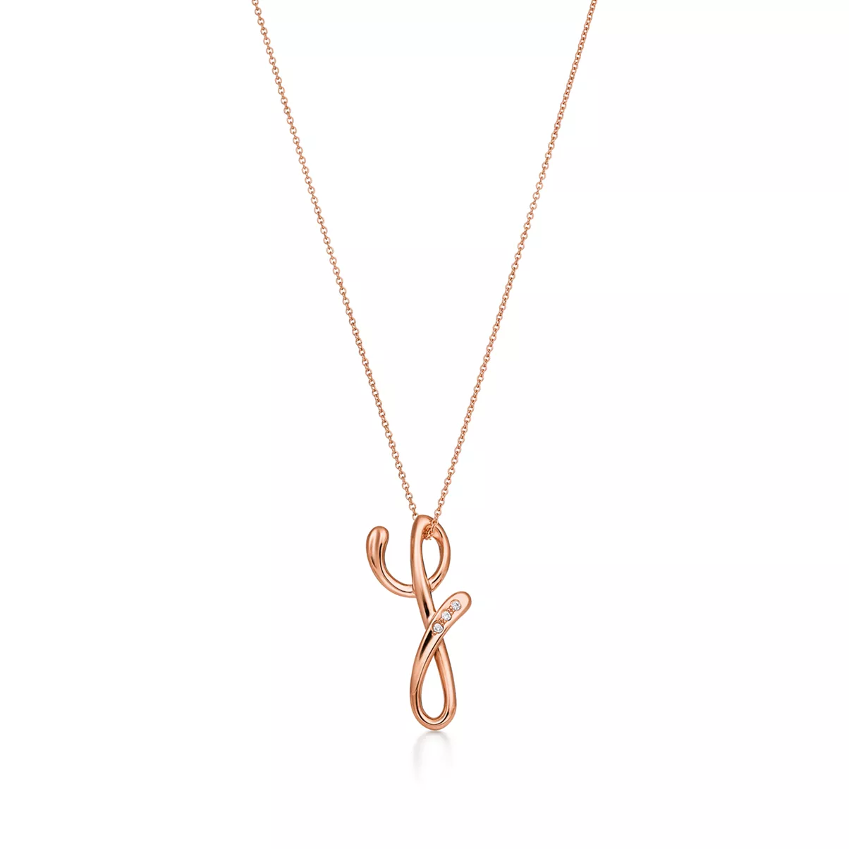 Small Alphabet Pendant in Rose Gold with Diamonds