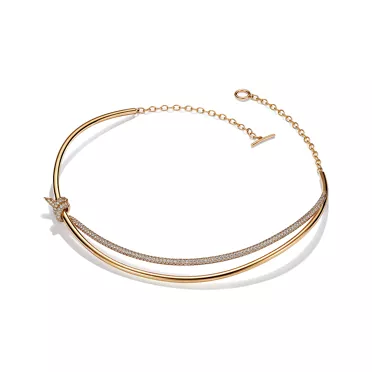 Tiffany Knot:Double Row Necklace in Yellow Gold with Diamonds, 3