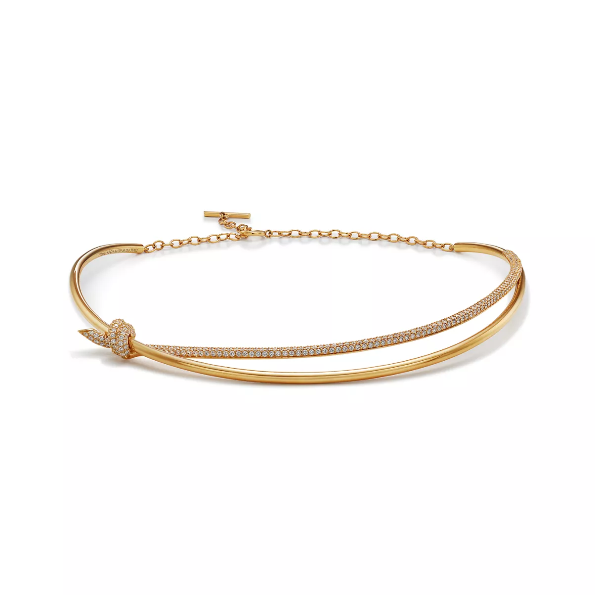 Double Row Necklace in Yellow Gold with Diamonds