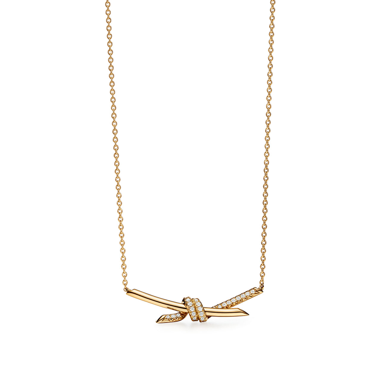 Tiffany Knot:Pendant in Yellow Gold with Diamonds image number 0