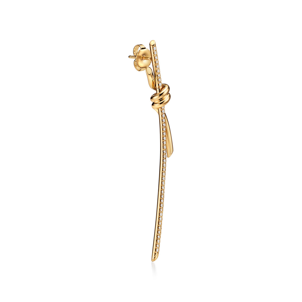 Tiffany Knot:Drop Earrings in Yellow Gold with Diamonds image number 2