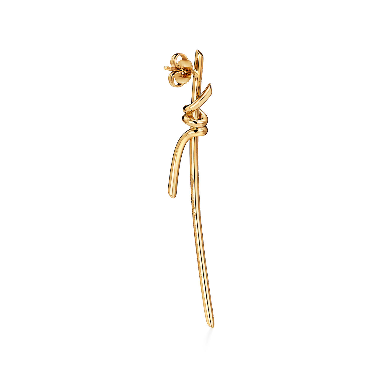 Tiffany Knot:Drop Earrings in Yellow Gold with Diamonds image number 3