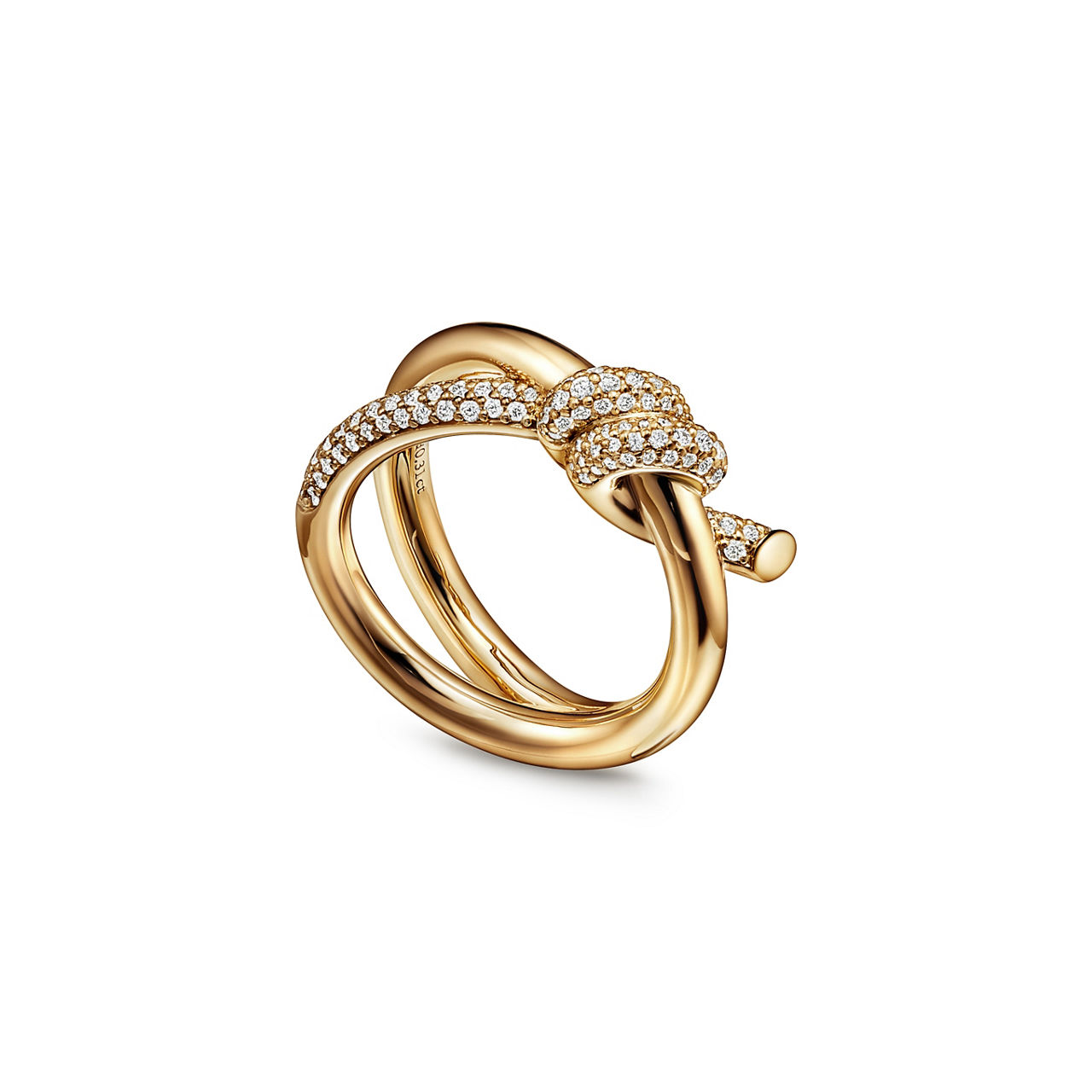 Tiffany Knot:Double Row Ring in Yellow Gold with Diamonds image number 3