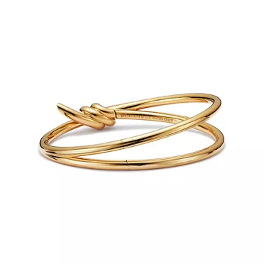 Tiffany Knot:Double Row Hinged Bangle in Yellow Gold, 3