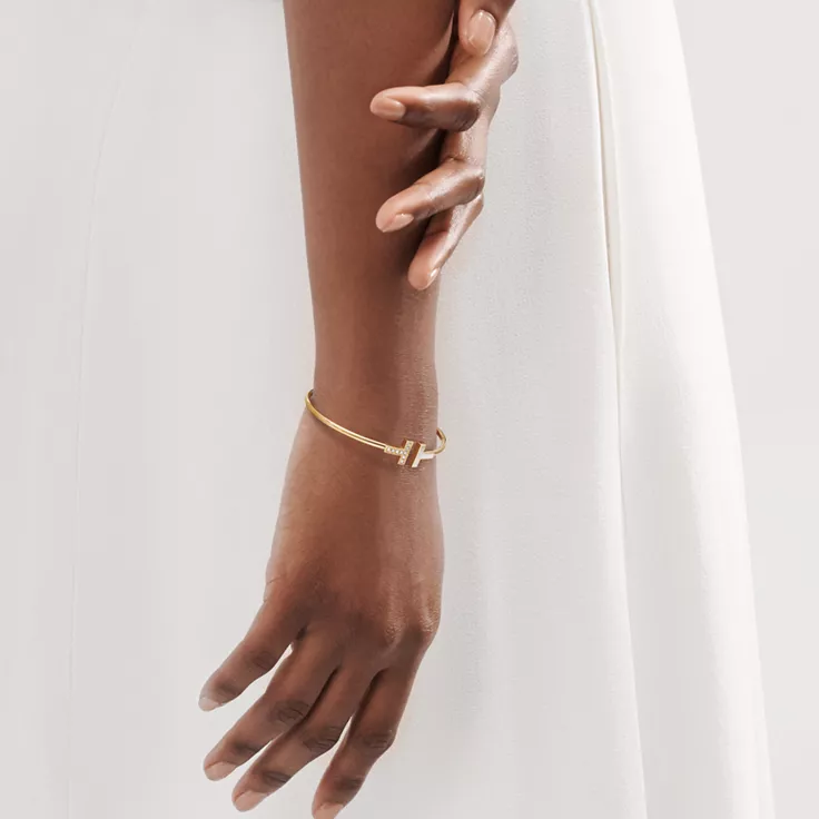 Tiffany T:Wire Bracelet in Yellow Gold with Mother-of-pearl and Diamonds, 1