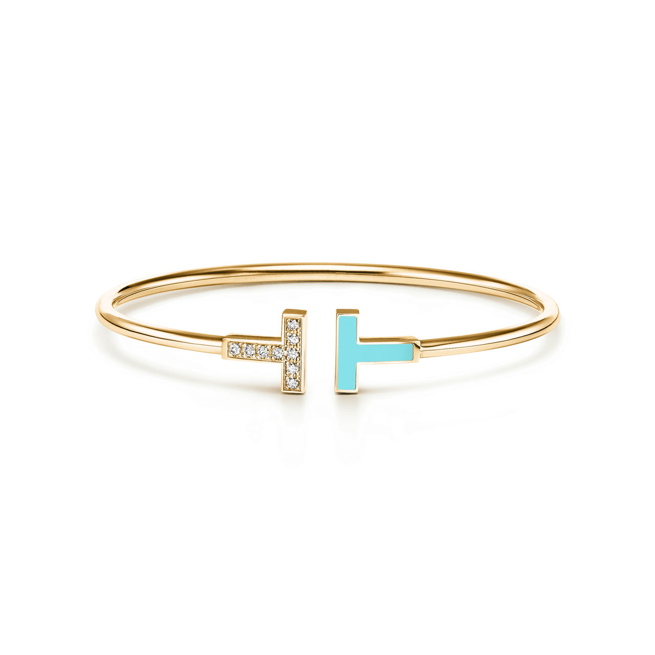 Tiffany T:Wire Bracelet in Yellow Gold with Turquoise and Diamonds image number 0